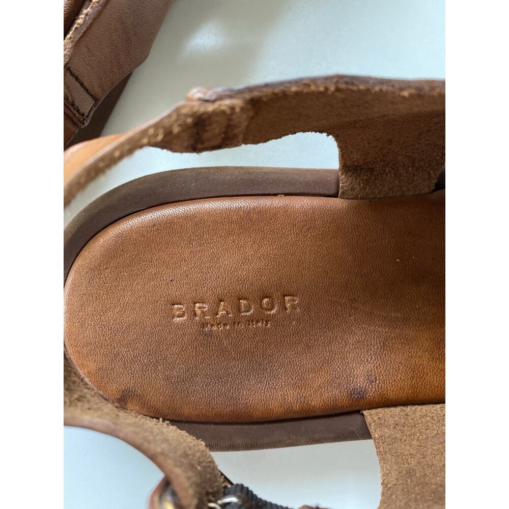 BRADOR $260 India Cigar Platform Sandal Brown Cognac Leather Made In Italy SZ 39 - Picture 9 of 15